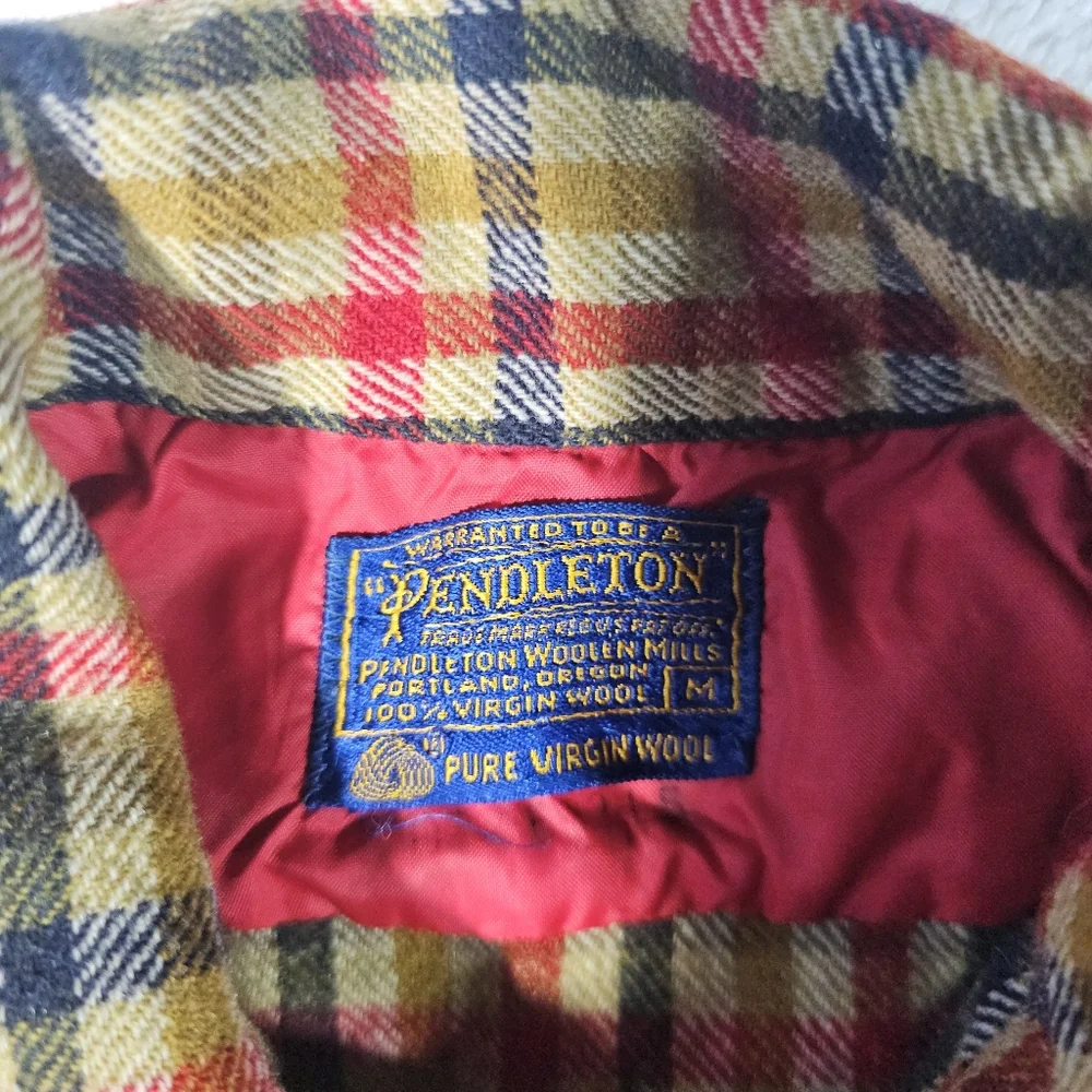 Pendleton Woolen Mills M Wool Yellow Plaid Shirt - Picture 5 of 10